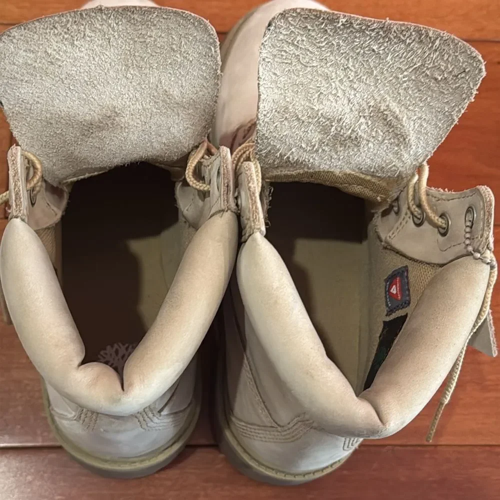 Timberland ReBOTL Off-White Tan Leather Lace-Up Waterproof Work Boots 5.5‎ Men’s